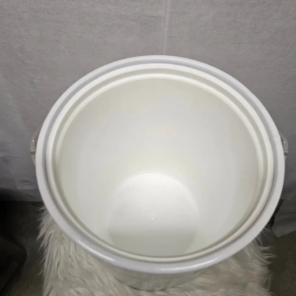Vintage 1980s Country Geese Ice Bucket Canister White Blue Stripes
